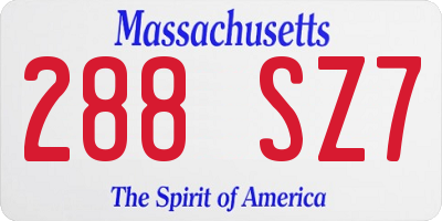 MA license plate 288SZ7