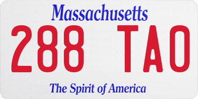 MA license plate 288TA0