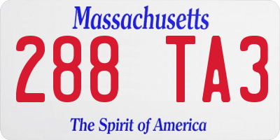 MA license plate 288TA3