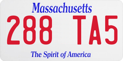 MA license plate 288TA5