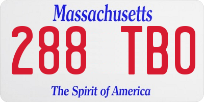MA license plate 288TB0
