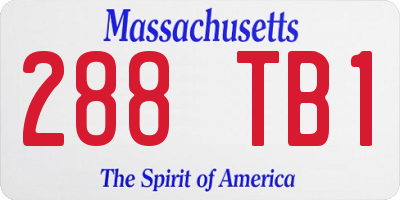 MA license plate 288TB1