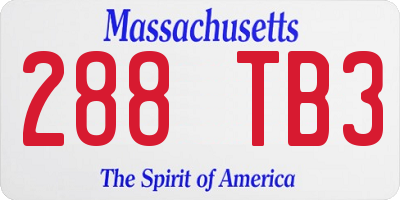 MA license plate 288TB3