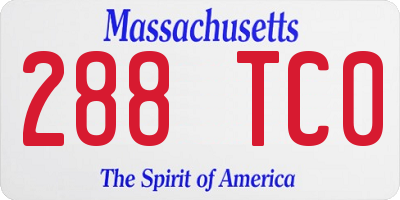 MA license plate 288TC0