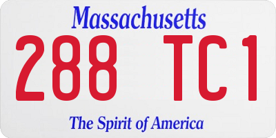 MA license plate 288TC1