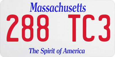 MA license plate 288TC3