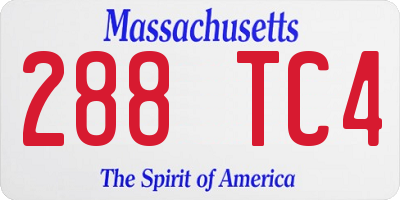 MA license plate 288TC4
