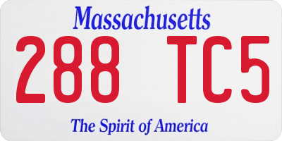 MA license plate 288TC5