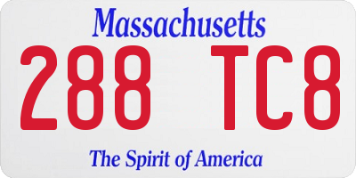 MA license plate 288TC8