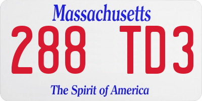 MA license plate 288TD3