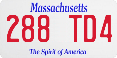 MA license plate 288TD4