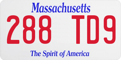 MA license plate 288TD9