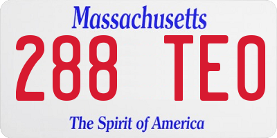 MA license plate 288TE0