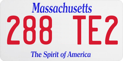 MA license plate 288TE2