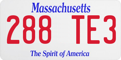 MA license plate 288TE3