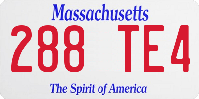 MA license plate 288TE4