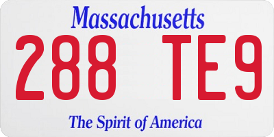 MA license plate 288TE9