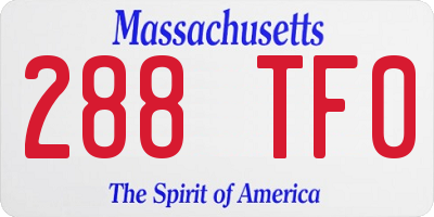 MA license plate 288TF0