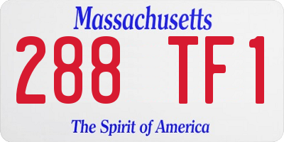 MA license plate 288TF1