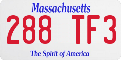 MA license plate 288TF3