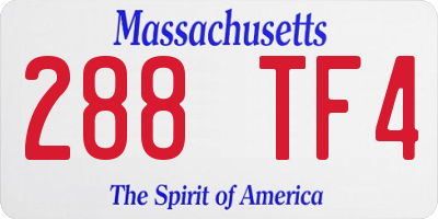 MA license plate 288TF4