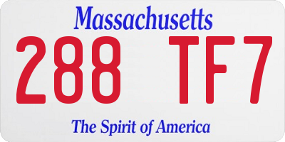 MA license plate 288TF7