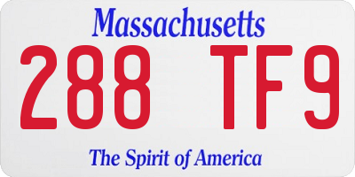 MA license plate 288TF9