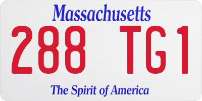 MA license plate 288TG1