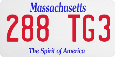 MA license plate 288TG3