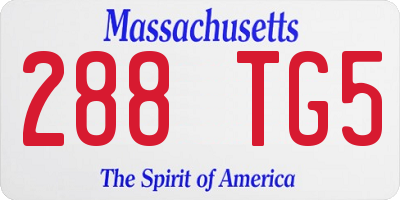 MA license plate 288TG5