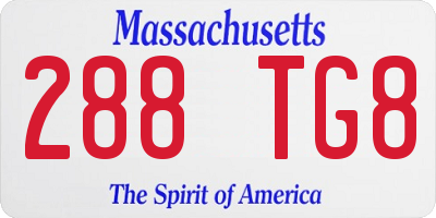 MA license plate 288TG8