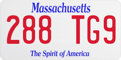 MA license plate 288TG9