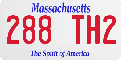 MA license plate 288TH2