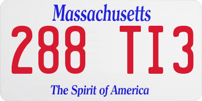 MA license plate 288TI3