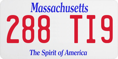 MA license plate 288TI9