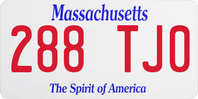 MA license plate 288TJ0