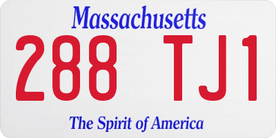 MA license plate 288TJ1