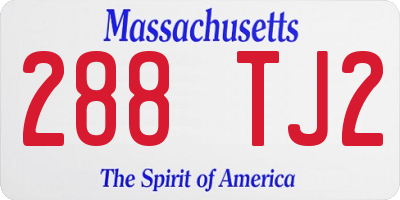 MA license plate 288TJ2
