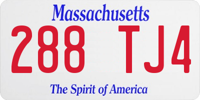 MA license plate 288TJ4