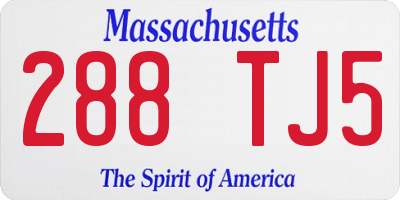 MA license plate 288TJ5