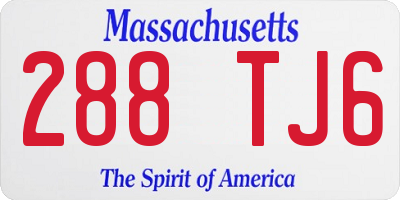 MA license plate 288TJ6