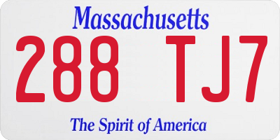 MA license plate 288TJ7