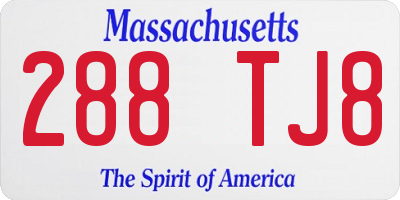 MA license plate 288TJ8