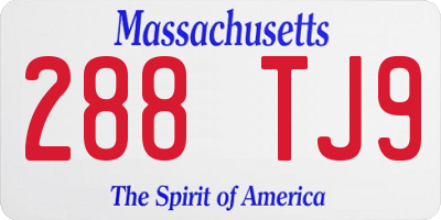 MA license plate 288TJ9