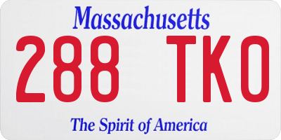 MA license plate 288TK0