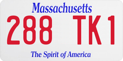 MA license plate 288TK1