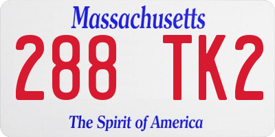 MA license plate 288TK2