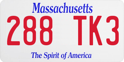 MA license plate 288TK3