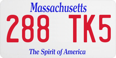 MA license plate 288TK5