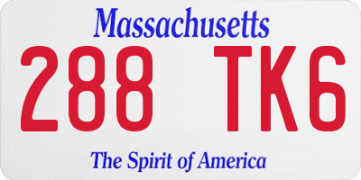 MA license plate 288TK6